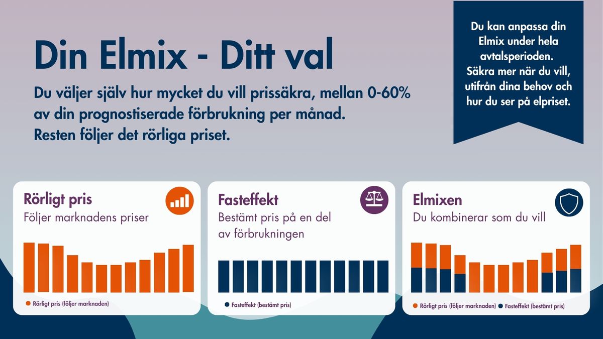 Översikt över elavtalet Din Elmix och hur du kan kombinera rörligt pris och fasteffekt