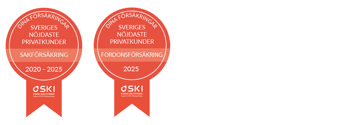 Två röda utmärkelser: Dina Försäkringar, Sveriges nöjdaste privatkunder 2020–2025